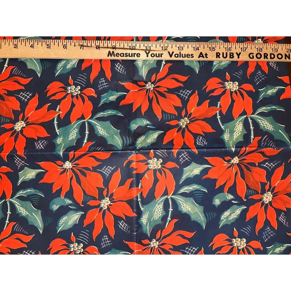 Vintage Christmas Poinsettia Gift Wrap Wrapping Papper UNUSED‎